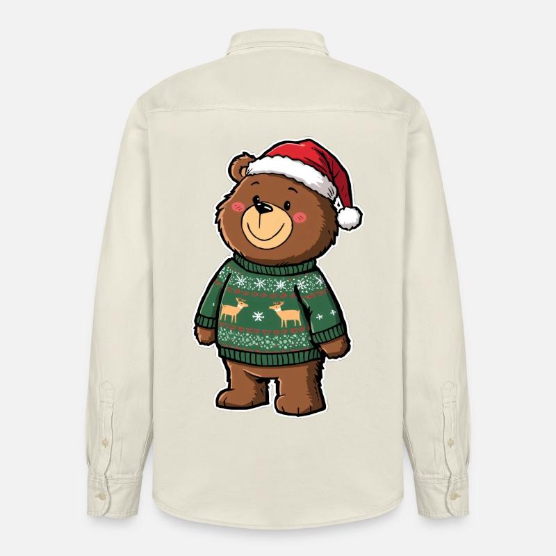 Ours mignon avec pull de Noël - Chemise unisexe coupe décontractée bio Stanley/Stella - écru doux