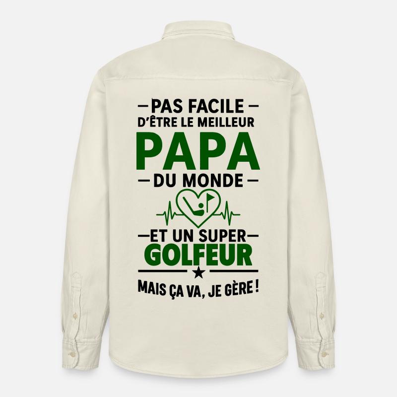 Herz + Golf – Super Papa Golfer - Relaxed Fit Unisex Organic Hemd von Stanley/Stella - Natur
