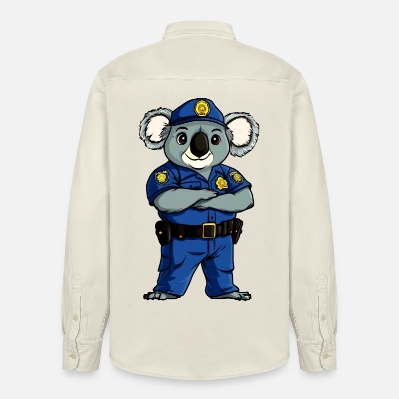 Policier Koala / Koala Bear - Chemise unisexe coupe décontractée bio Stanley/Stella - écru doux