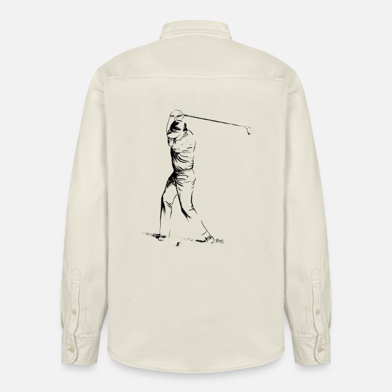 Bild eines Golfers während des Spiels - Relaxed Fit Unisex Organic Hemd von Stanley/Stella - Natur