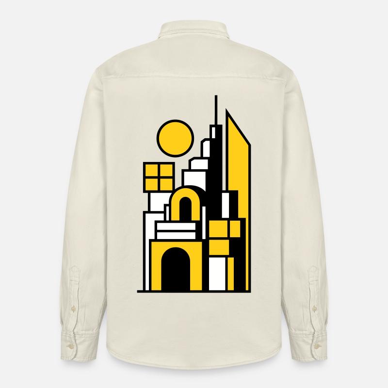 Paysage urbain abstrait en jaune noir - Chemise unisexe coupe décontractée bio Stanley/Stella - écru doux