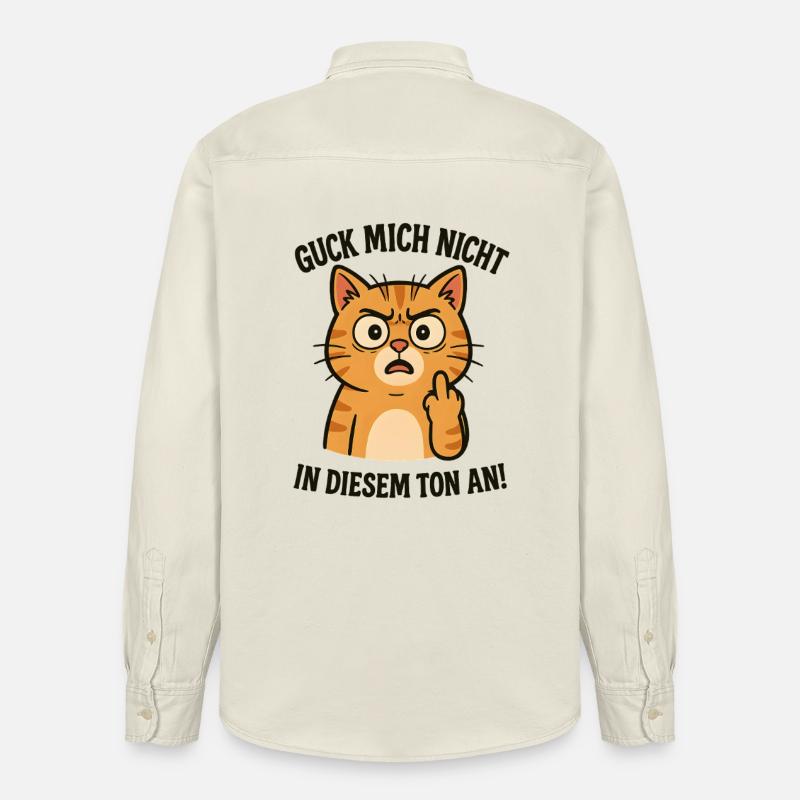 Morgenmuffel Katze mit Mittelfinger - Relaxed Fit Unisex Organic Hemd von Stanley/Stella - Natur