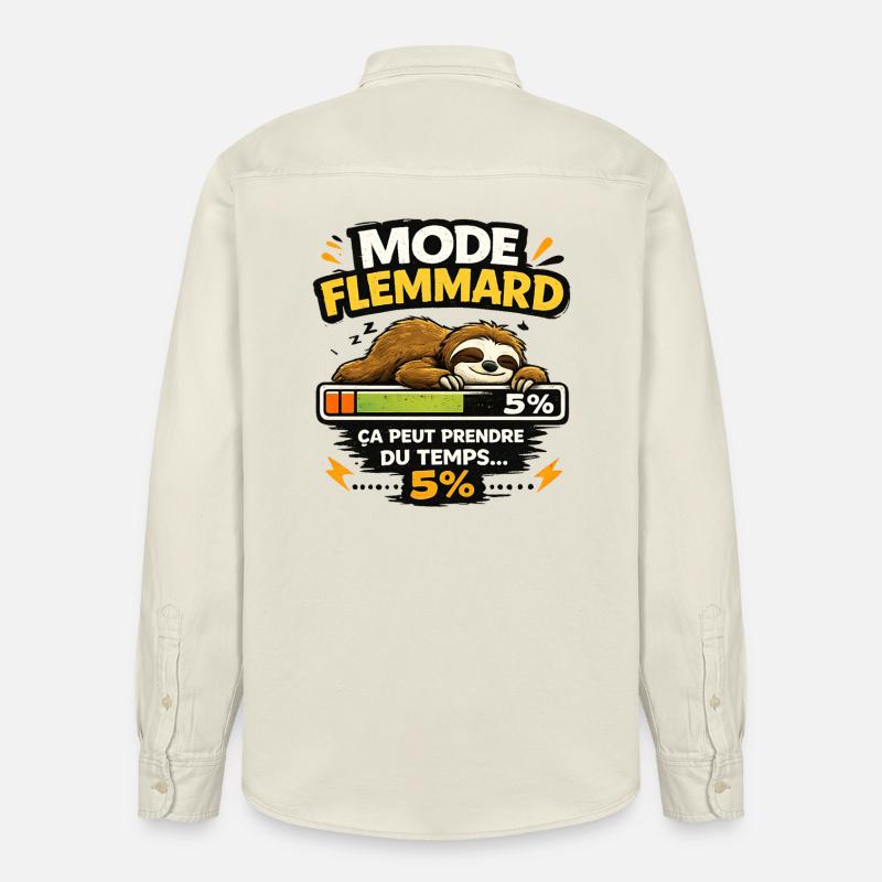 Mode Flemmard: Paresseux en Progression - Chemise unisexe coupe décontractée bio Stanley/Stella - écru doux