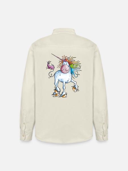 Rainbow Unicorn - Relaxed Fit Unisex Organic Shirt by Stanley/Stella - soft Ecru