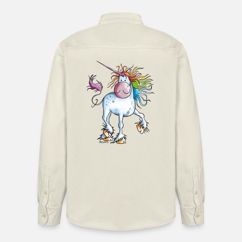 Regenbogen Einhorn - Relaxed Fit Unisex Organic Hemd von Stanley/Stella - Natur