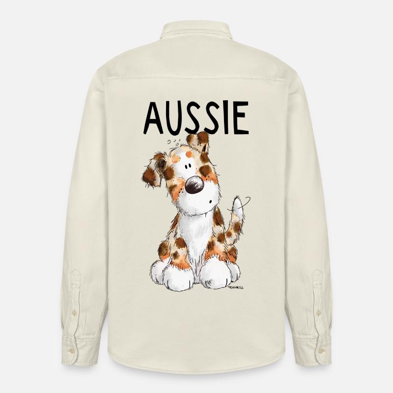 Fröhlicher Aussie - Australian Shepherd - Geschenk - Relaxed Fit Unisex Organic Hemd von Stanley/Stella - Natur