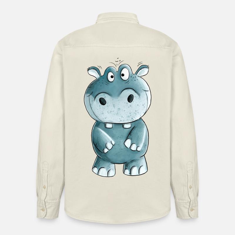 Blaues Nilpferd I Wildtiere Comic - Relaxed Fit Unisex Organic Hemd von Stanley/Stella - Natur
