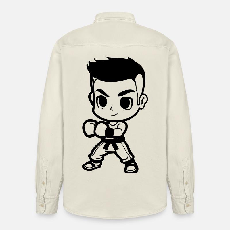 Kickboxing Junge Comic Look - Relaxed Fit Unisex Organic Hemd von Stanley/Stella - Natur