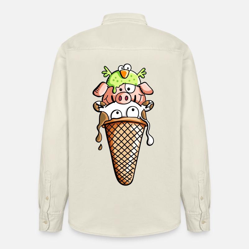 Bauernhoftier Eiscreme - Tiere - Eis - Kinder -Fun - Relaxed Fit Unisex Organic Hemd von Stanley/Stella - Natur