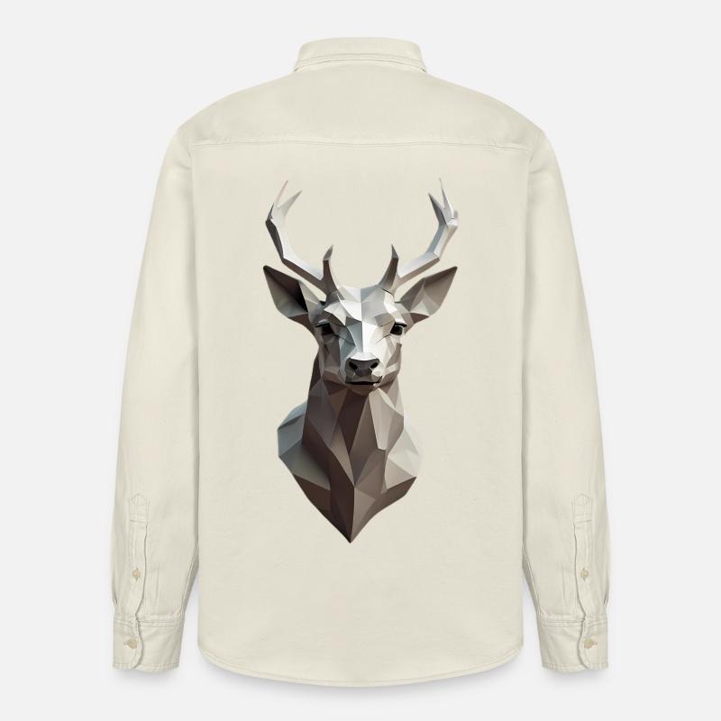 Geometrischer Hirschkopf Low-Poly - Relaxed Fit Unisex Organic Hemd von Stanley/Stella - Natur