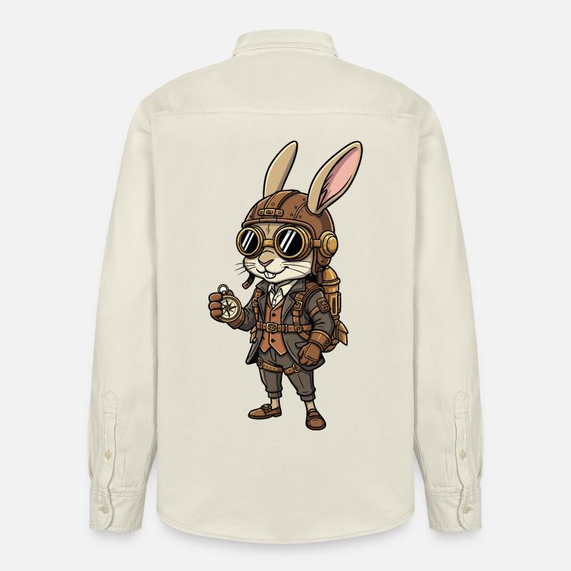 Bunny Explorer Steampunk Kompass Retro - Relaxed Fit Unisex Organic Hemd von Stanley/Stella - Natur