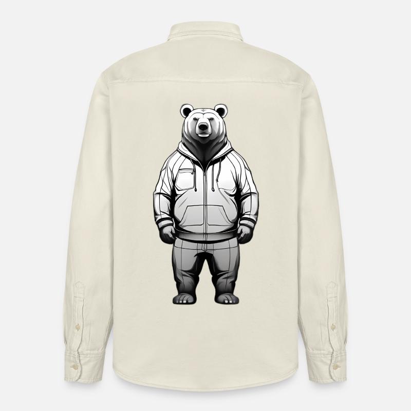 Graphique de sweat à capuche Ours - Chemise unisexe coupe décontractée bio Stanley/Stella - écru doux