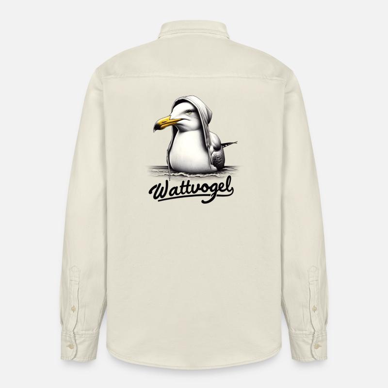 Wattvogel Coole Möwe mit Kapuze - Relaxed Fit Unisex Organic Hemd von Stanley/Stella - Natur