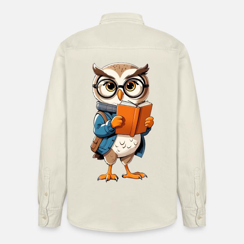 Lernende Eule mit Brille liest Buch - Relaxed Fit Unisex Organic Hemd von Stanley/Stella - Natur