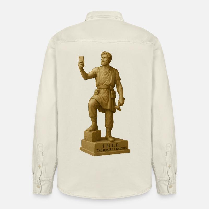 Sculpture de philosophe antique avec citation - Chemise unisexe coupe décontractée bio Stanley/Stella - écru doux