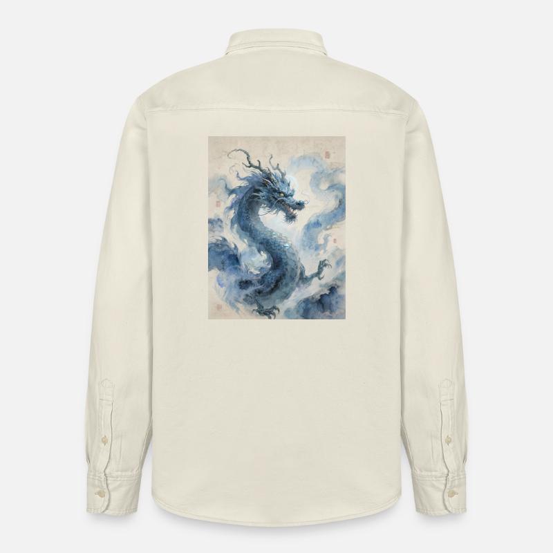 L'Apothéose Céleste : Dragon Bleu – Infinité - Chemise unisexe coupe décontractée bio Stanley/Stella - écru doux