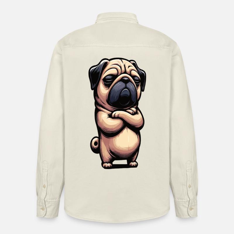 Mops Möpse Mopsbesitzer Mopsliebhaber Mopshalter - Relaxed Fit Unisex Organic Hemd von Stanley/Stella - Natur