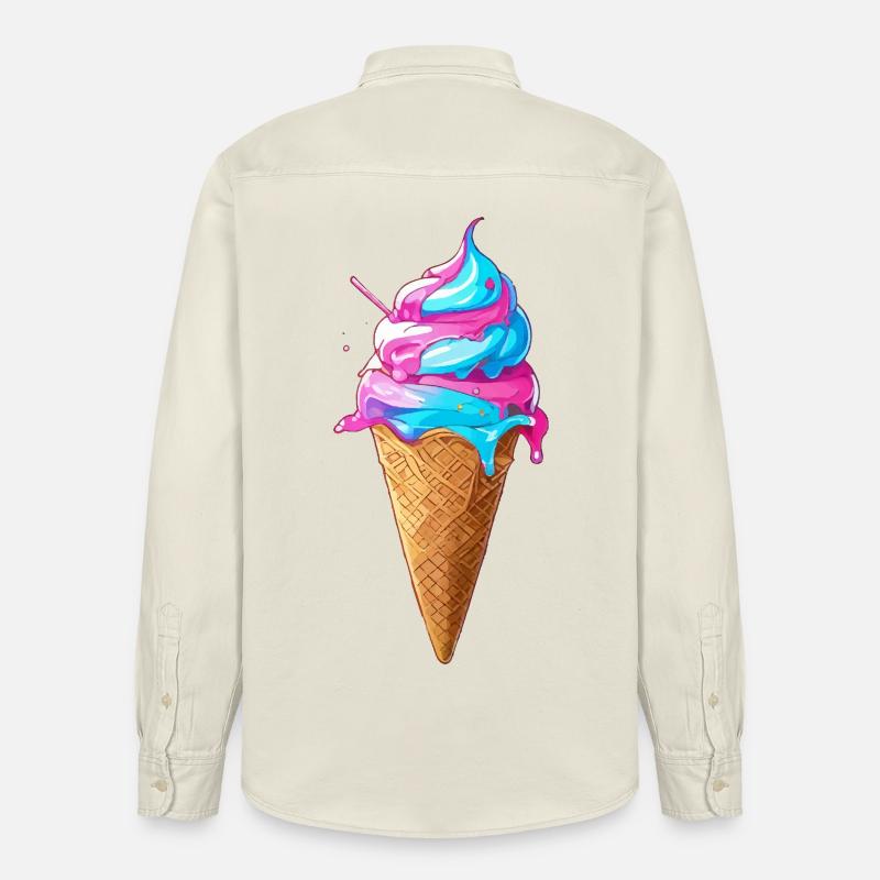 Lecker Eiscreme | Synthwave Eistüte - Relaxed Fit Unisex Organic Hemd von Stanley/Stella - Natur