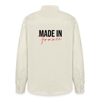 Made in France - Relaxed Fit Unisex Organic Shirt by Stanley/Stella - soft Ecru - Back - AI Model Male 178 light (178cm)
