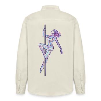 Line Art Woman Pole Dance Illustration Gift - Relaxed Fit Unisex Organic Shirt by Stanley/Stella - soft Ecru - Back - AI Model Male 178 light (178cm)