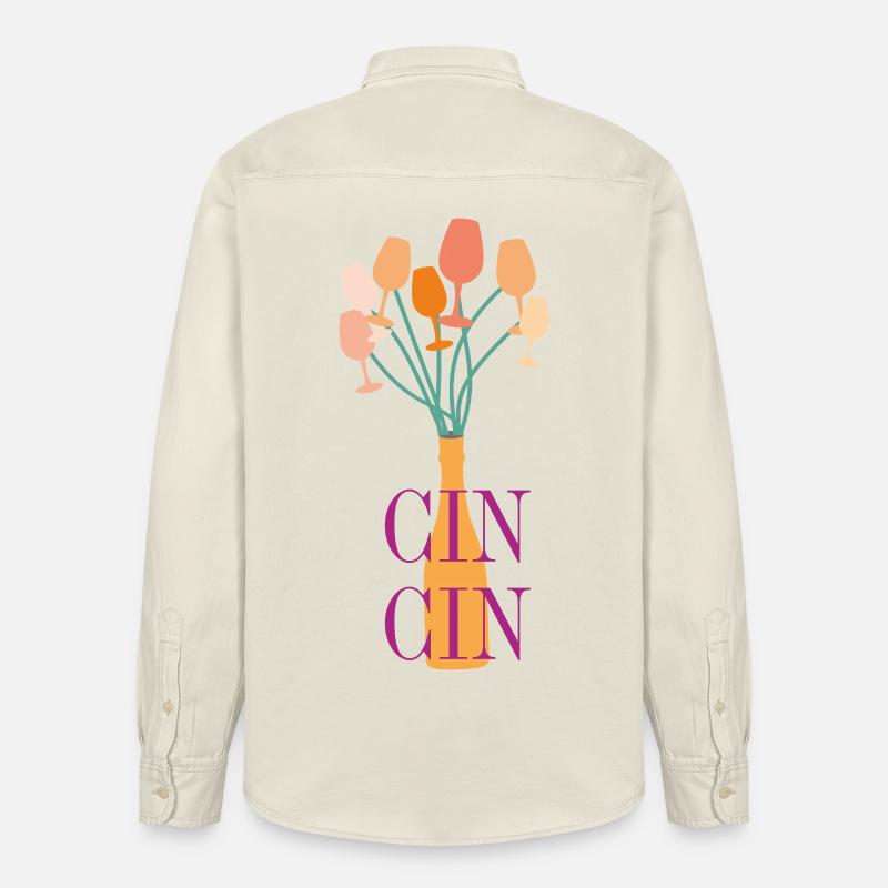 Typographie de l’apéritif - Chemise unisexe coupe décontractée bio Stanley/Stella - écru doux