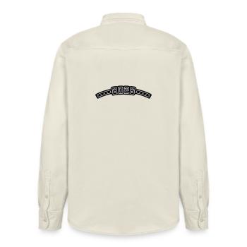 2026 Outline - Relaxed Fit Unisex Organic Shirt by Stanley/Stella - soft Ecru - Back - AI Model Male 178 light (178cm)