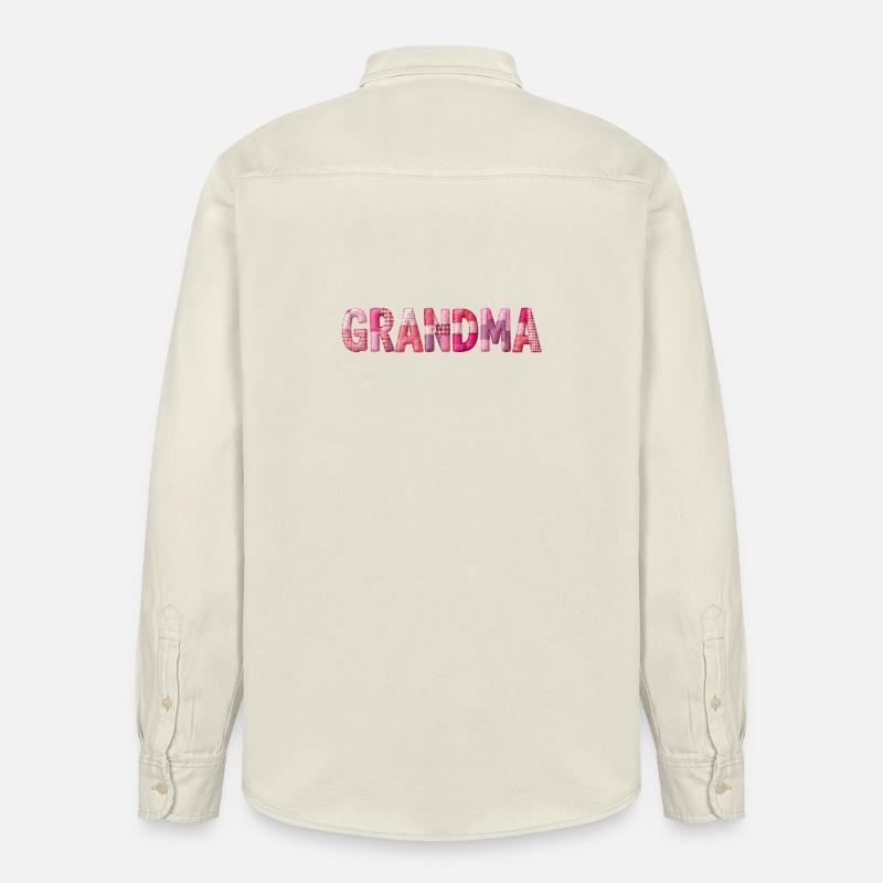 Grandmother Pink Plaid Letters Patchwork - Relaxed Fit Unisex Organic Shirt by Stanley/Stella - soft Ecru