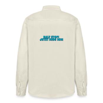 Halt Stop! Jetzt rede ich! - Relaxed Fit Unisex Organic Hemd von Stanley/Stella - Natur - Hinten - AI Model Male 178 light (178cm)