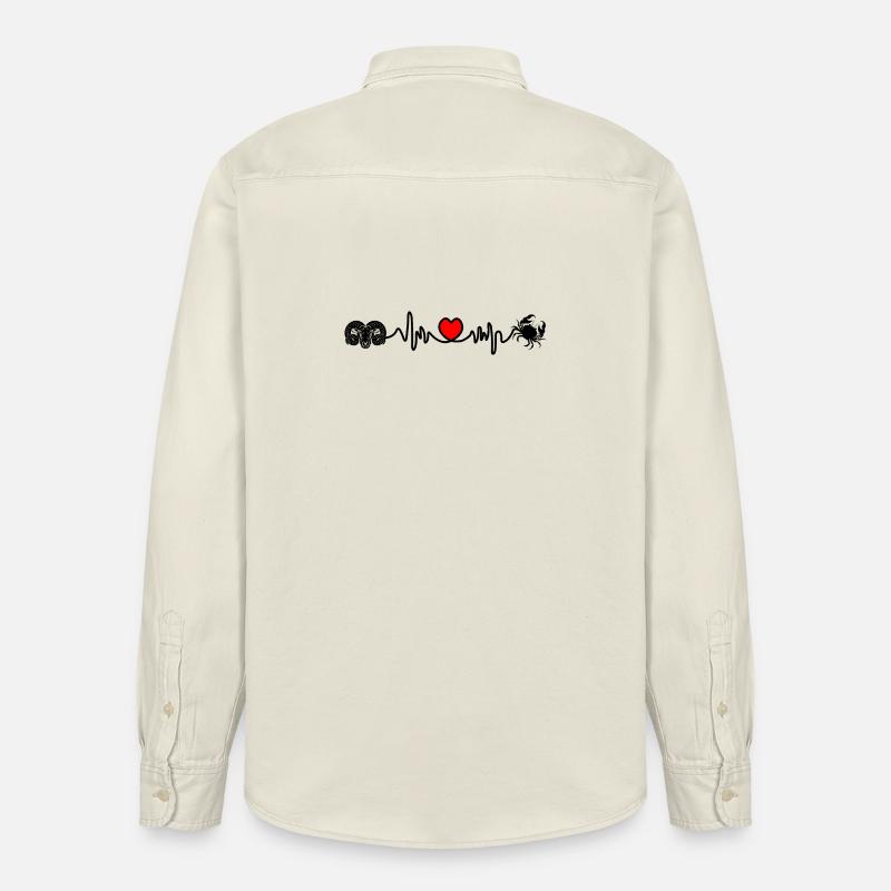 Herzfrequenz Kardio Widder Krebs - Relaxed Fit Unisex Organic Hemd von Stanley/Stella - Natur