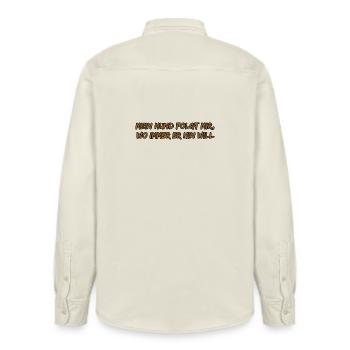 Hund folgt mir überall hin– Oranger Pinseltext - Relaxed Fit Unisex Organic Hemd von Stanley/Stella - Natur - Hinten - AI Model Male 178 light (178cm)
