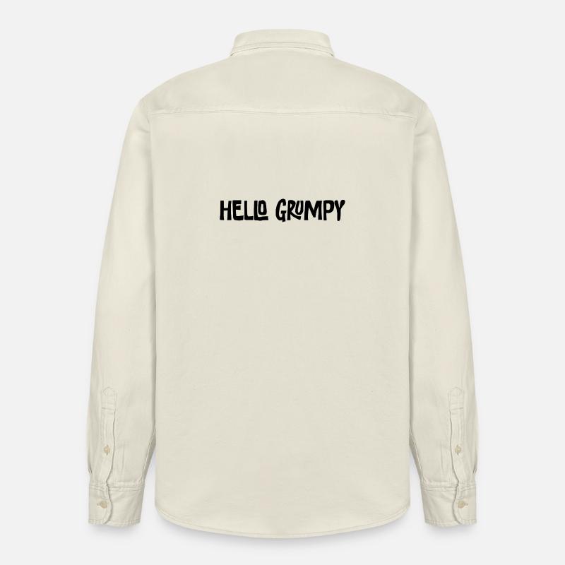 Hello Grumpy Funny Minimal Saying - Relaxed Fit Unisex Organic Shirt by Stanley/Stella - soft Ecru