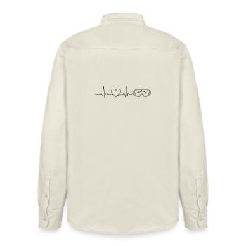 Ski goggles pulse heart - Relaxed Fit Unisex Organic Shirt by Stanley/Stella - soft Ecru - Back - AI Model Male 178 light (178cm)