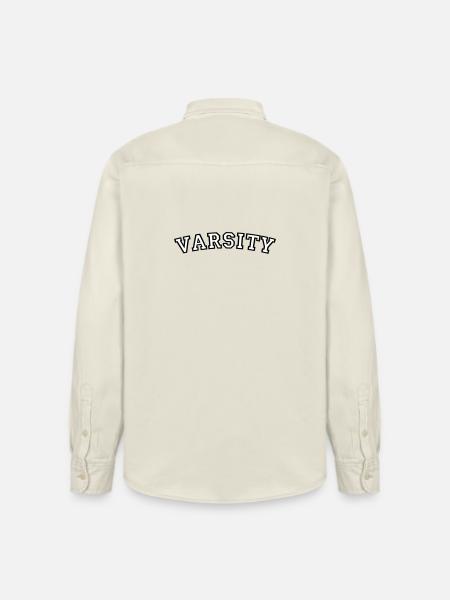 Varsity College Font Design - Relaxed Fit Unisex Organic Shirt by Stanley/Stella - soft Ecru