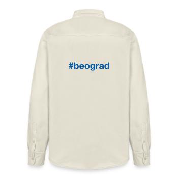 Beograd Belgrade Serbia Serbien Hashtag - Relaxed Fit Unisex Organic Shirt by Stanley/Stella - soft Ecru - Back - AI Model Male 178 light (178cm)