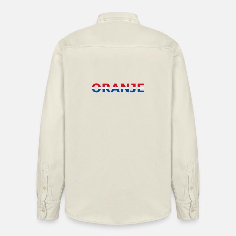 Orange en rouge, blanc, bleu - Chemise unisexe coupe décontractée bio Stanley/Stella - écru doux