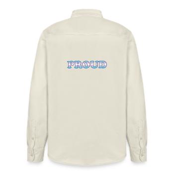 Trans Pride - Transgender Flag   - Relaxed Fit Unisex Organic Shirt by Stanley/Stella - soft Ecru - Back - AI Model Male 178 light (178cm)