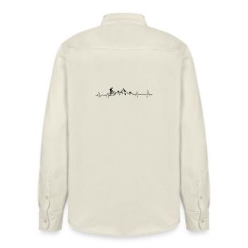 Mountain bike heartbeat - Relaxed Fit Unisex Organic Shirt by Stanley/Stella - soft Ecru - Back - AI Model Male 178 light (178cm)