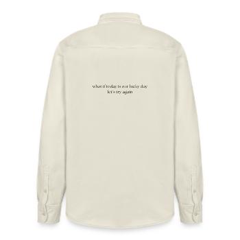 Lucky day - Relaxed Fit Unisex Organic Shirt by Stanley/Stella - soft Ecru - Back - AI Model Male 178 light (178cm)