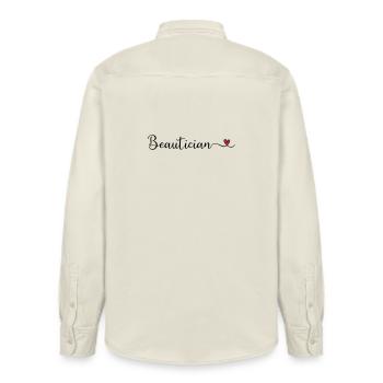 Beautician - Relaxed Fit Unisex Organic Shirt by Stanley/Stella - soft Ecru - Back - AI Model Male 178 light (178cm)