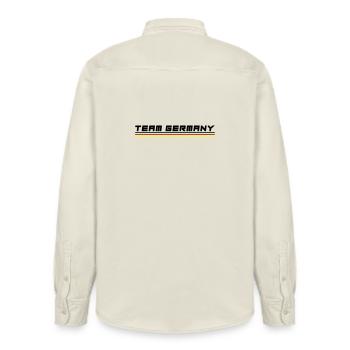 Team Germany - Relaxed Fit Unisex Organic Hemd von Stanley/Stella - Natur - Hinten - AI Model Male 178 light (178cm)