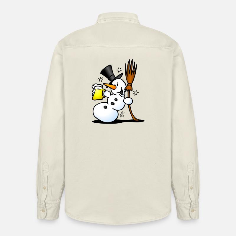 Schneemann mit einem Drink - Relaxed Fit Unisex Organic Hemd von Stanley/Stella - Natur