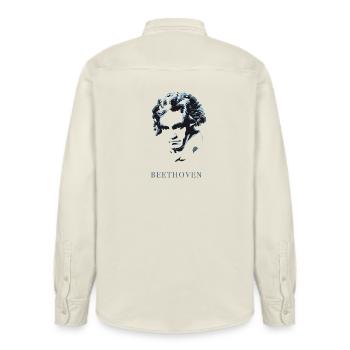 beethoven exzentriker genie musik taub komponist f - Relaxed Fit Unisex Organic Hemd von Stanley/Stella - Natur - Hinten - AI Model Male 178 light (178cm)