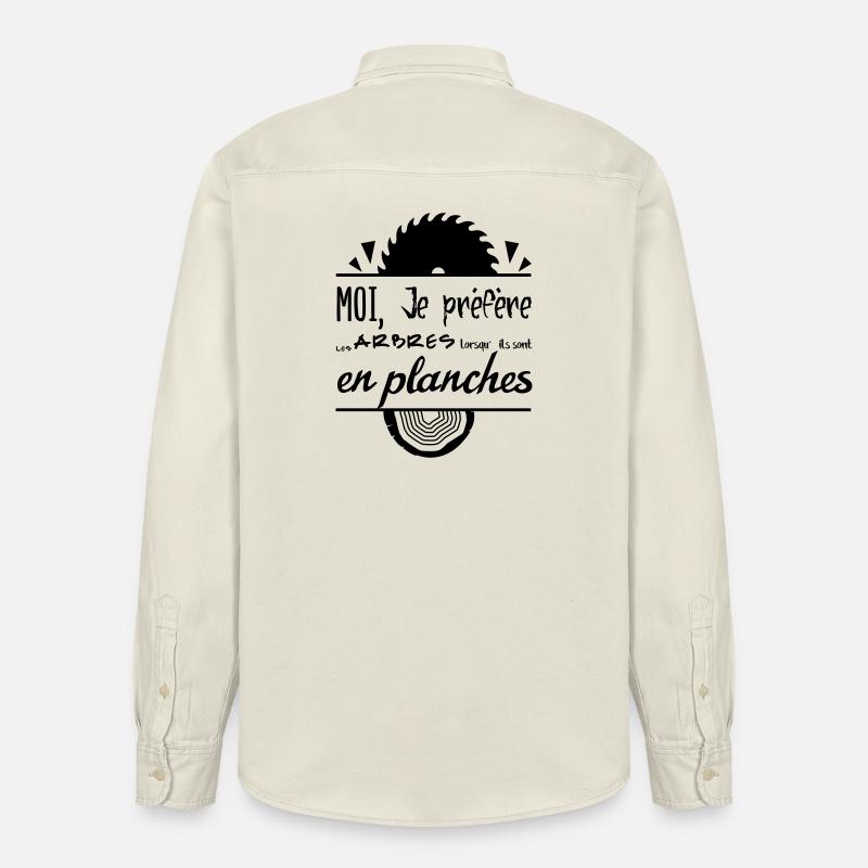 Les arbres c'est mieux en planches ! - Chemise unisexe coupe décontractée bio Stanley/Stella - écru doux