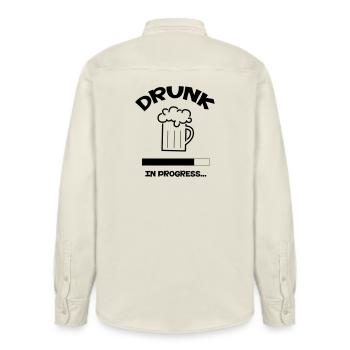 Drunk in progress... - Relaxed Fit Unisex Organic Shirt by Stanley/Stella - soft Ecru - Back - AI Model Male 178 light (178cm)