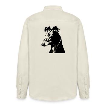 Galgo Kopf - Relaxed Fit Unisex Organic Hemd von Stanley/Stella - Natur - Hinten - AI Model Male 178 light (178cm)