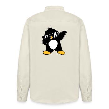 Dabbing Penguin - Relaxed Fit Unisex Organic Shirt by Stanley/Stella - soft Ecru - Back - AI Model Male 178 light (178cm)