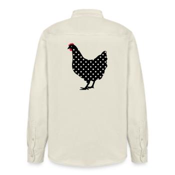 Chicken hen spotted - Relaxed Fit Unisex Organic Shirt by Stanley/Stella - soft Ecru - Back - AI Model Male 178 light (178cm)