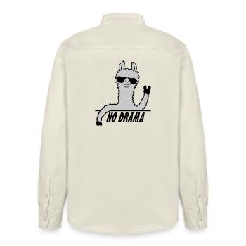 No Drama Lama - Relaxed Fit Unisex Organic Shirt by Stanley/Stella - soft Ecru - Back - AI Model Male 178 light (178cm)