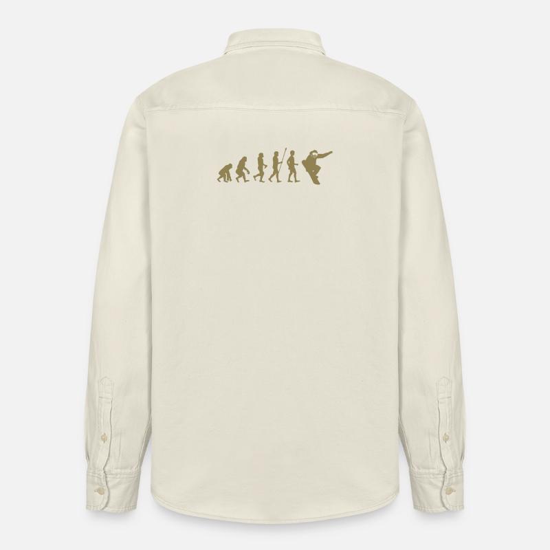 Snowboarder Evolution Geschenkidee - Relaxed Fit Unisex Organic Hemd von Stanley/Stella - Natur