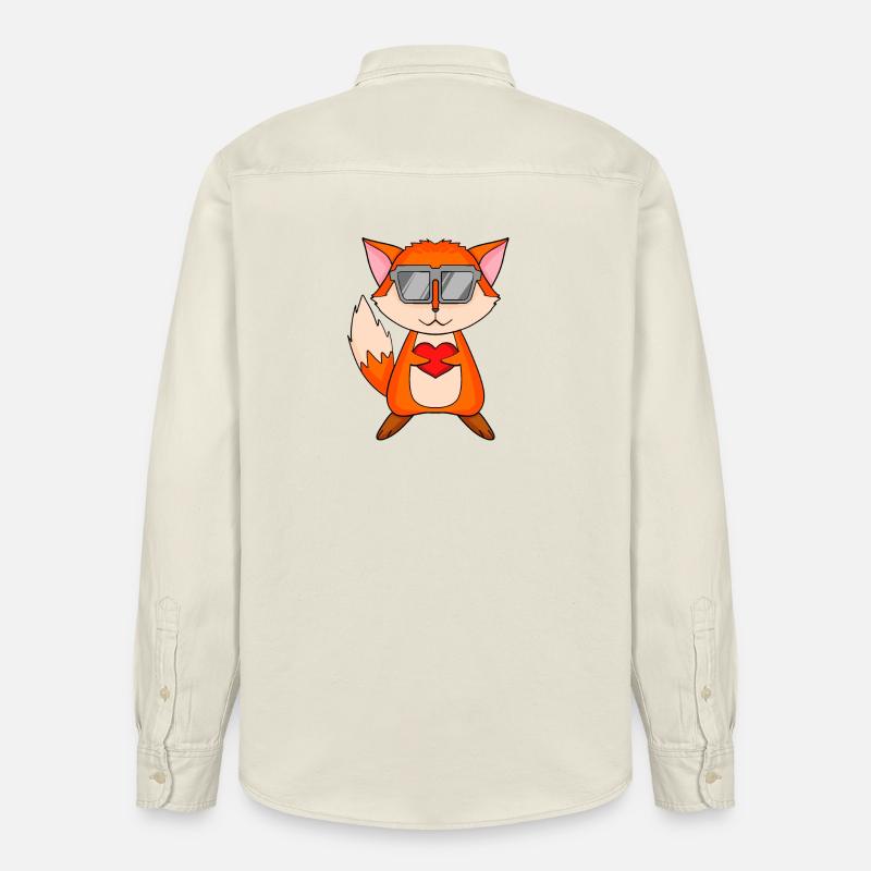 Fuchs mit Sonnenbrille und Herz - Relaxed Fit Unisex Organic Hemd von Stanley/Stella - Natur